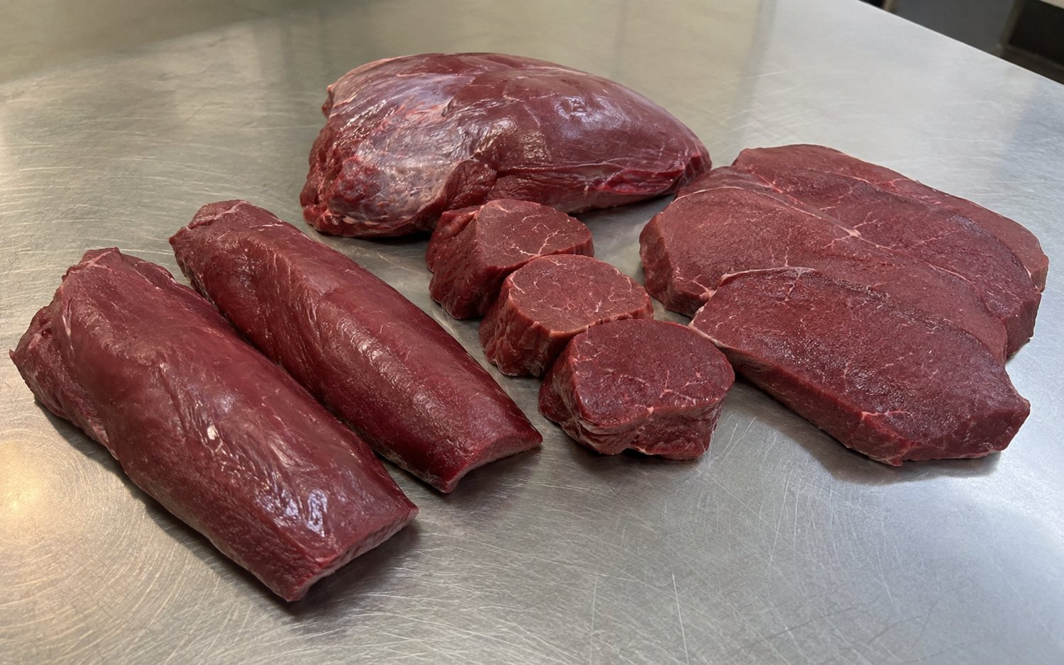 Venison cuts laid out